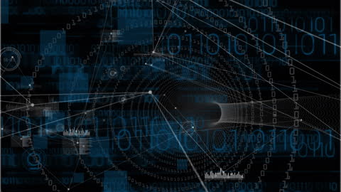 Digital Network Connections and Data Processing Animation