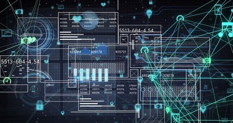 Abstract Digital Interface with Network Connections and Data - Download Free Stock Images Pikwizard.com