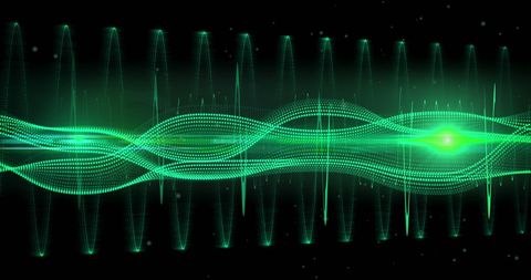 Digital Abstract Green Neon Waveforms on Black Background - Download Free Stock Images Pikwizard.com