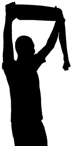 Man holding scarf silhouette on transparent background