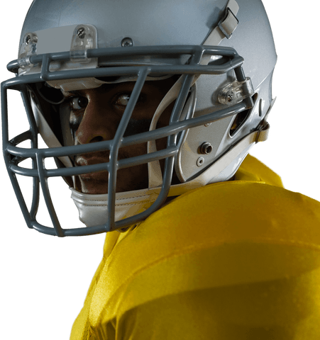 Portrait of focused football player in transparent background