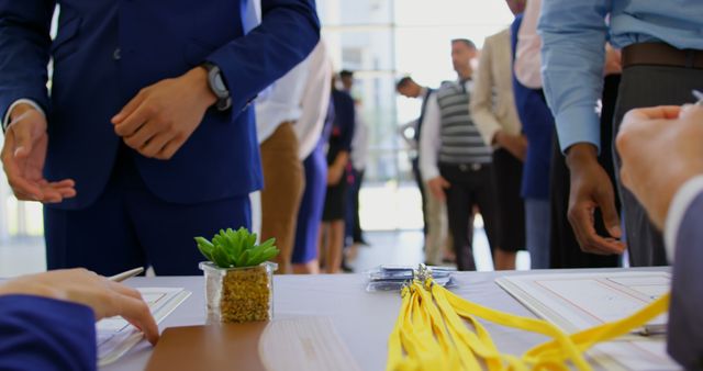 Business professionals registering for conference event - Download Free Stock Images Pikwizard.com