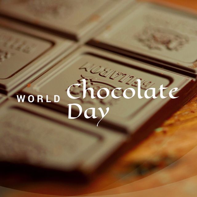 Digital composite image of tempting sweet food with world chocolate day text. dessert, sweet food and celebration concept, international chocolate day.