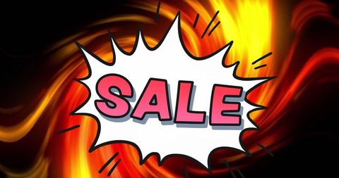 Dynamic Sale Announcement with Fiery Background