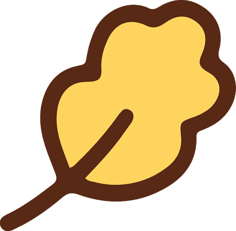 Flat Design Leaf with Yellow on Transparent Background