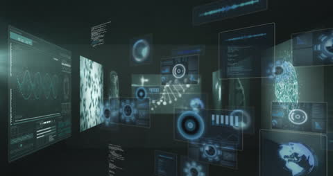 Futuristic Digital Interface with Data Processing Concepts