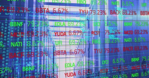 Stock Market Data Overlaid on Server Room Background - Download Free Stock Images Pikwizard.com