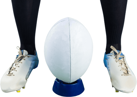 transparent rugby drop kick close-up showcasing athletes shoes and white ball - Download Free Stock Videos Pikwizard.com