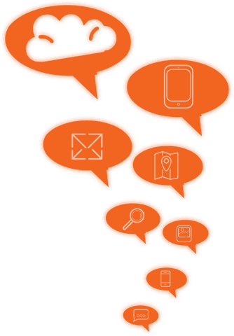 transparent orange speech bubbles with icons design - Download Free Stock Videos Pikwizard.com