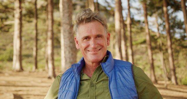 Smiling Older Man in Outdoor Forest Setting on a Sunny Day - Download Free Stock Images Pikwizard.com