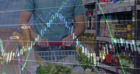 Shopping Concepts with Superimposed Financial Graphs