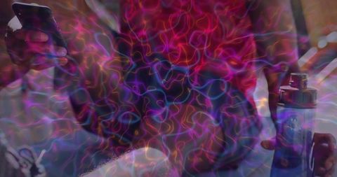 Modern Relaxation Neon Vibes with Smartphone and Vape Device