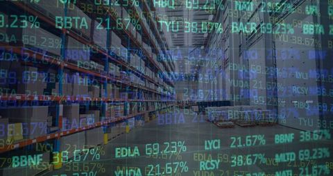 Warehouse with Digital Data Overlay Indicating Global Shipping Trends - Download Free Stock Images Pikwizard.com