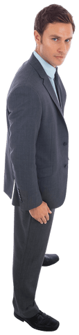 Confident Caucasian Businessman in Grey Suit on Transparent Background