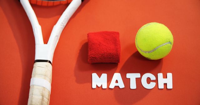 Tennis Match Equipment on Red Background with Ball and Racket - Download Free Stock Images Pikwizard.com