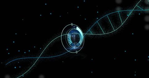 Digital Interface Scanning DNA Strands in Dark Space - Download Free Stock Images Pikwizard.com