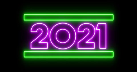 Colorful Neon 2021 with Green Glow Bars - Download Free Stock Images Pikwizard.com