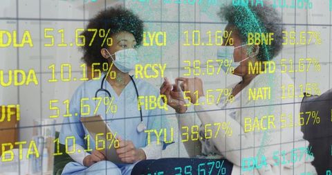 Healthcare provider discussing with patient overlapping data trends