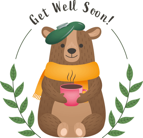 cute get well soon bear with hot drink on transparent background - Download Free Stock Videos Pikwizard.com