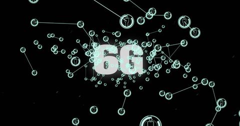 Futuristic 6G Network with Digital Media Icons