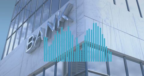 Modern Bank Building with Financial Graph Overlay - Download Free Stock Images Pikwizard.com
