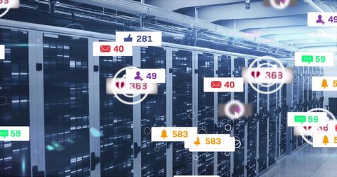 digital overlays: icons and data processing over server setup - Download Free Stock Images Pikwizard.com