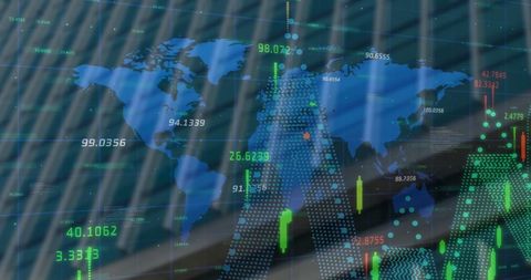 Global Financial Data Visualization with Digital World Map - Download Free Stock Images Pikwizard.com