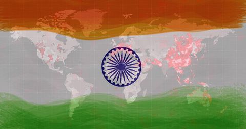 Global COVID-19 Impact on India Symbolized by Flag Overlay