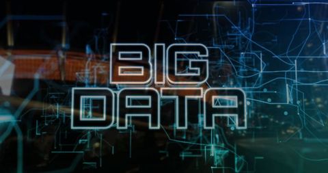 Glowing big data text with futuristic circuit background