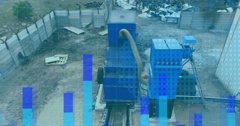 Recycle Center Overlaid with Financial Data Graphics