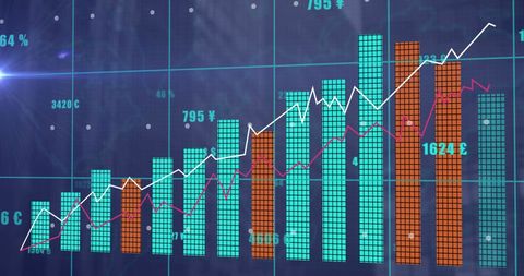 Financial Data Visualization with Futuristic Bars and Lines - Download Free Stock Images Pikwizard.com