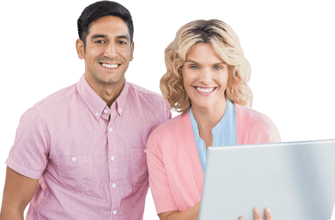 Transparent Smiling Business People with Laptop - Download Free Stock Videos Pikwizard.com