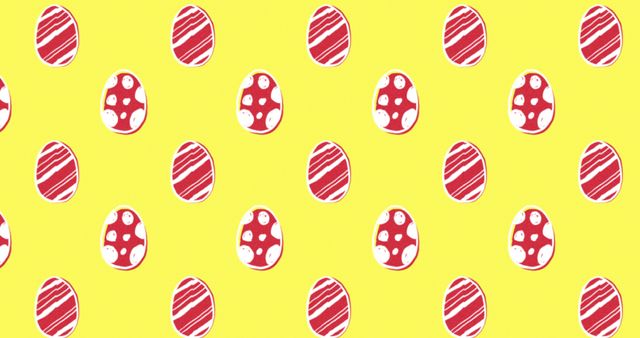 Seamless Pattern of Red and White Easter Eggs on Yellow Background - Download Free Stock Images Pikwizard.com