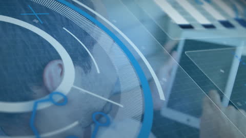 Digital Analysis Overlay with Business Professional and Tablet