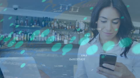 Woman using smartphone in digital finance environment