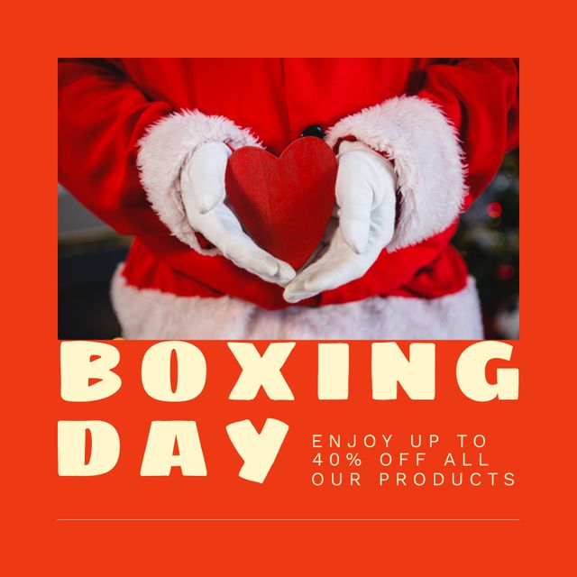 Composition of boxing day sales text over santa claus holding red heart - Download Free Stock Videos Pikwizard.com
