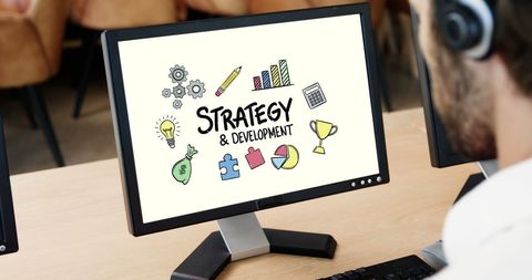 Business Strategy and Development on Office Desktop Computer Screen - Download Free Stock Images Pikwizard.com