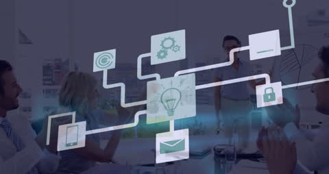 Business Presentation with Digital Data Concept Background