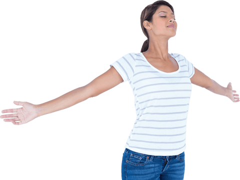 Woman Rejoicing with Arms Outstretched Transparent Background - Download Free Stock Videos Pikwizard.com