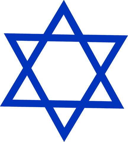 Blue six-pointed star symbol with transparent background