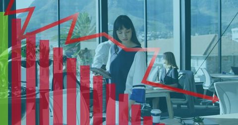 Businesswoman Analyzing Financial Dashboard in Office Ambience