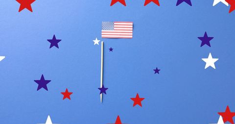 Stars Surrounding USA Flag on Blue Background for Independence Celebration - Download Free Stock Images Pikwizard.com