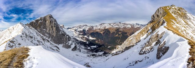 Panoramic Snow-Covered Alps Mountain Range with Clear Blue Sky - Download Free Stock Photos Pikwizard.com