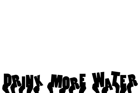 Silhouette hands with drink more water message on transparent background