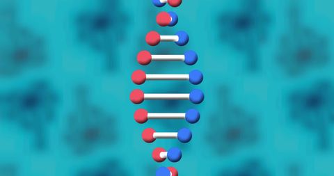 3D DNA Strand Structure on Blue Background Represents Genetics