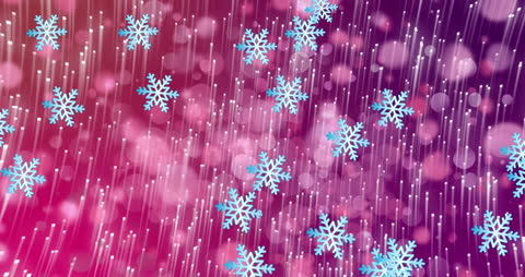 Winter Snowflakes Falling on Festive Bokeh Background