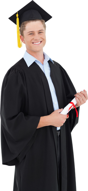 Happy Young Man Smiling in Graduation Gown with Degree on Transparent Background - Download Free Stock Videos Pikwizard.com