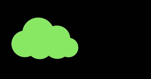 Bright green cloud icon on black background