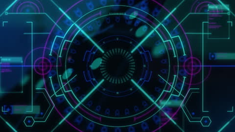 Futuristic Digital Interface with Globe and Scanning Data