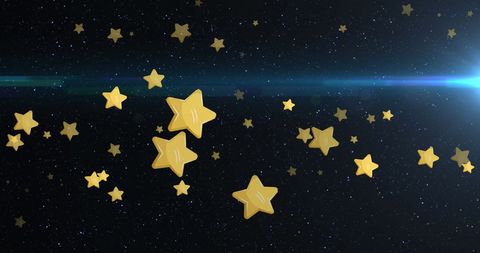 Golden Stars Sparkling in Twinkling Night Sky